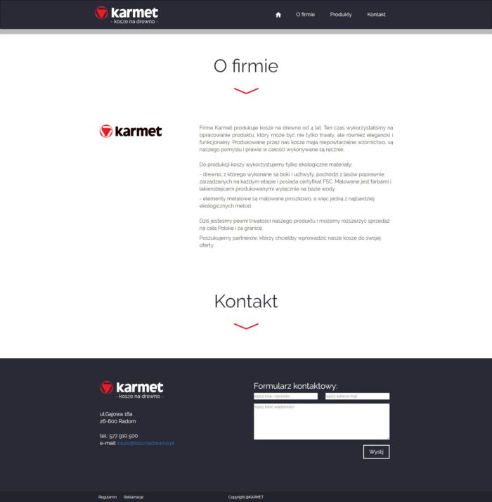 Strona o firmie Karmet