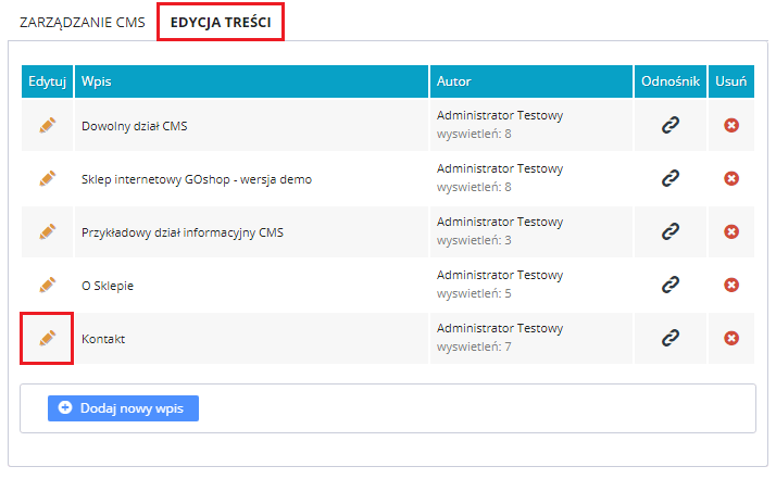 Grafika przedstawiająca opcje edycji treści w GoShop Grafika przedstawiająca opcje edycji treści w GoShop